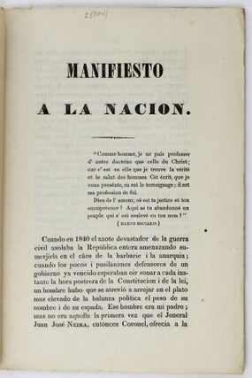 Manifiesto a la Nacion [cover title]