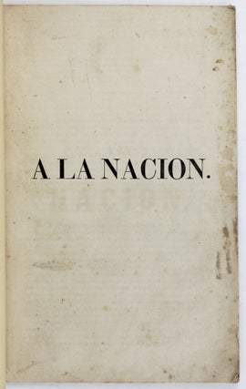 Item #2945 A la Nacion. Colombia, Francisco J. Zaldua