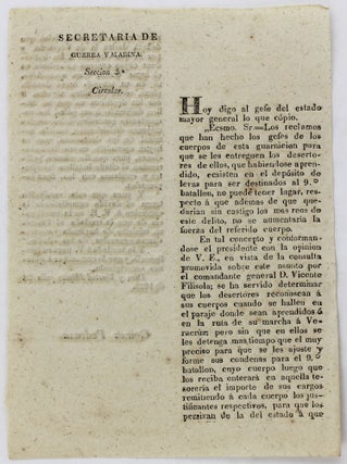Item #3050 Sectretaria de Guerra y Marina... "Los Reclamos Que Han Hecho los Gefes de los Cuerpos...