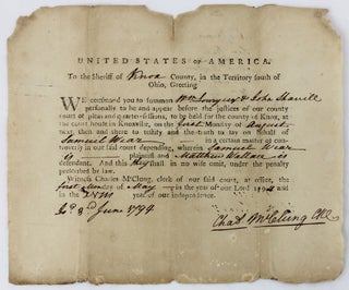 Item #3185 United States of America. To the Sheriff of Knox County, in the Territory South of...