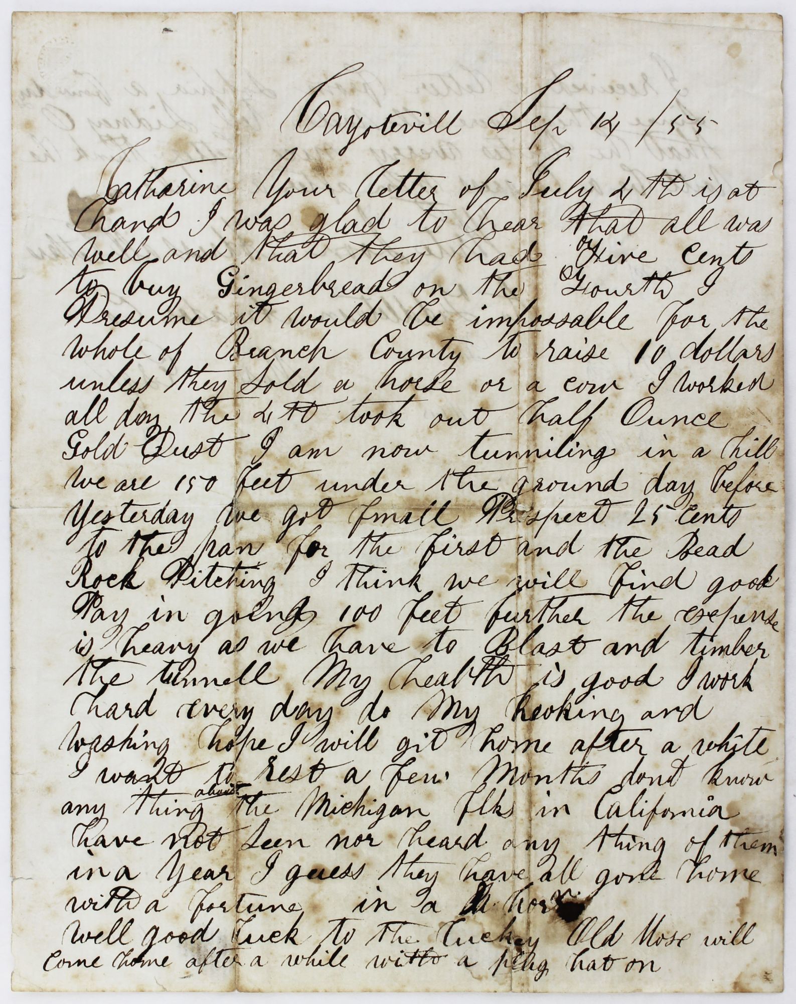 Letter Written by a Miner from the California Gold Fields