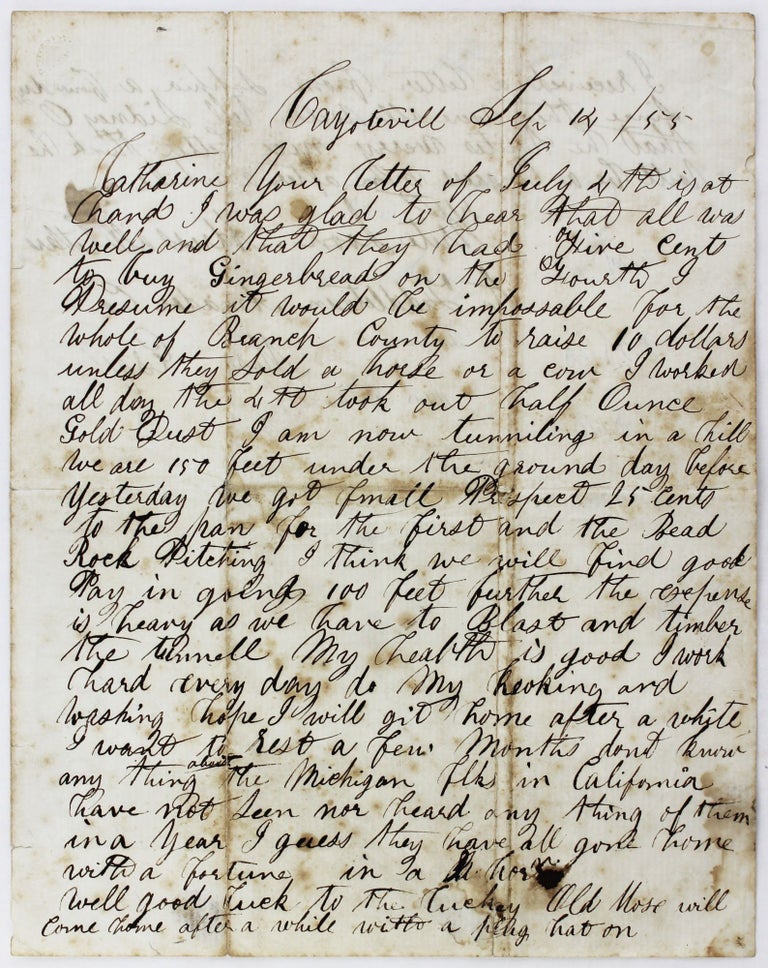 Item #3206 [Letter Written by a Miner from the California Gold Fields]. California Gold Rush, Moses "Old Mose" Pine.