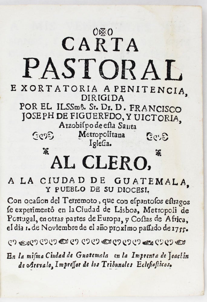 Item #3217 Carta Pastoral Exortatoria a Penitencia. Francisco José de Figueredo y. Victoria.