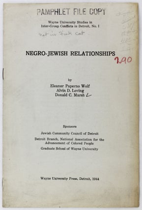 Item #3261 Negro-Jewish Relationships [cover title]. Race Relations, Michigan