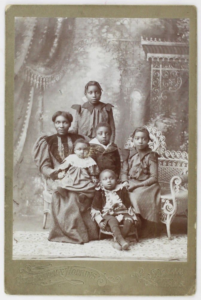 Item #3338 [Cabinet Card of an African-American Mother and Children in Rural Kansas]. African-American Photographica, Kansas.