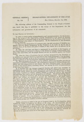 Item #3349 General Orders No. 116. Headquarters, Department of the Gulf, New Orleans, December...