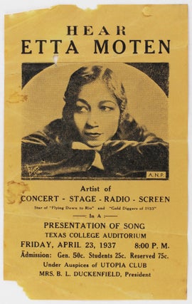 Item #3392 Hear Etta Moten. Artist of Concert - Stage - Radio - Screen...In a Presentation of...