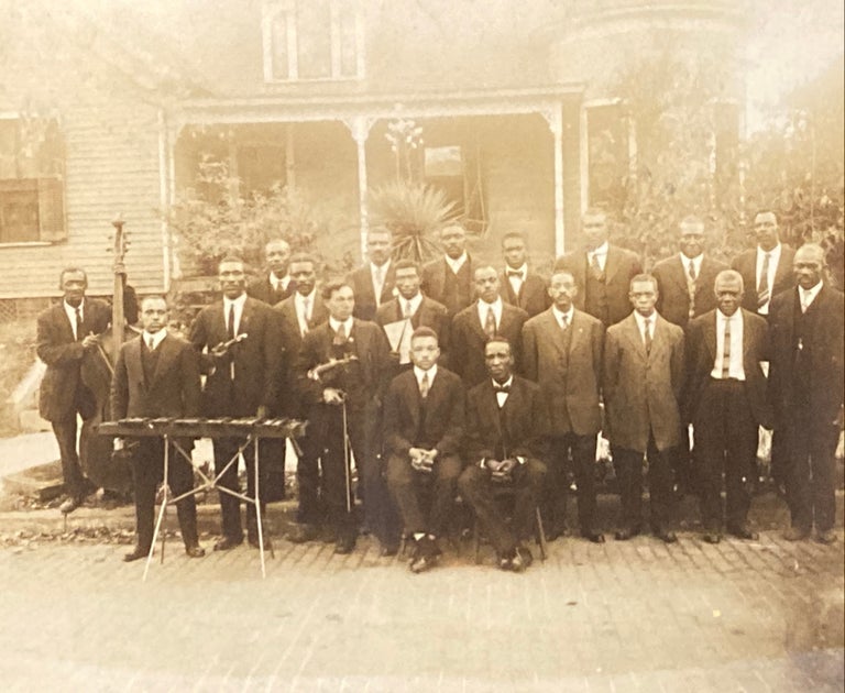 Item #3427 [Original Large Format Albumen Photograph Featuring an African-American Men's Chorus and Accompanists]. African-American Photographica, Arkansas.