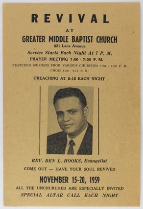 Item #3488 Revival at Greater Middle Baptist Church...Rev. Ben L. Hooks, Evangelist [caption...