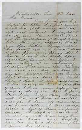 Item #3491 [Detailed Manuscript Letter from Texas Corn and Cotton Farmer P.H. Burkhalter to "Mr....