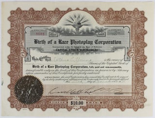 Item #3493 Birth of a Race Photoplay Corporation...Capital Stock...[caption title]. African...