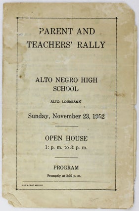 Item #3517 Parent and Teachers' Rally. Alto Negro High School... [cover title]. African...