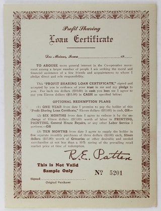 Item #3518 Profit Sharing Loan Certificate [caption title]. African Americana
