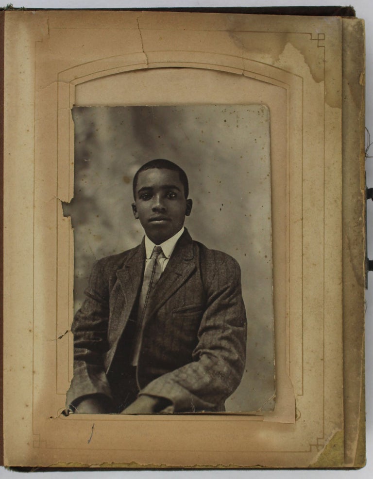 Item #3580 [Small Vernacular Photograph Album Featuring African American Men and Women in High Point, North Carolina, Along with an Interesting Handbill for an Event Featuring Professor Will Lindsay]. African Americana, North Carolina.