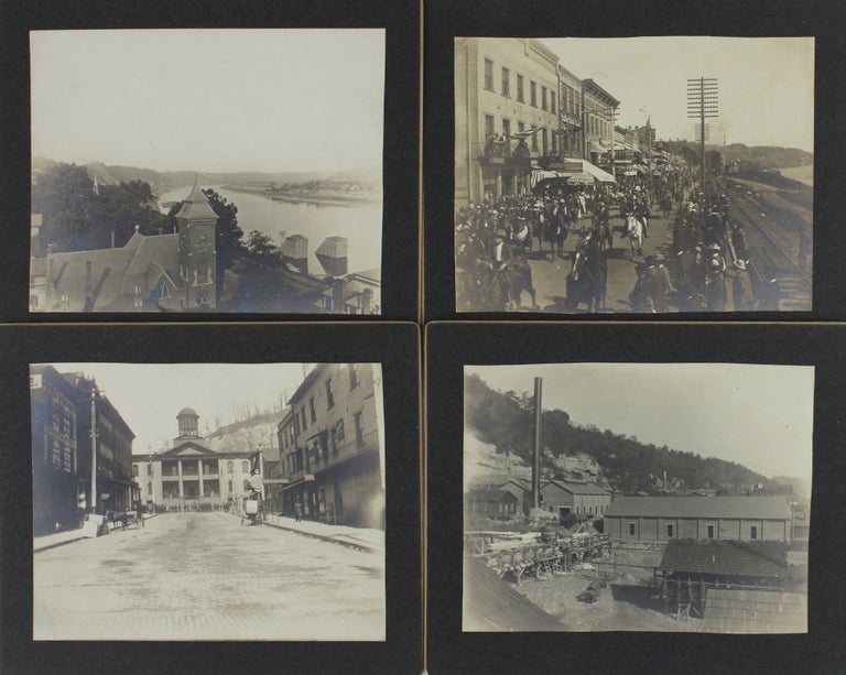 Item #3743 [Group of Vernacular Mounted Photographs Showing the Before and After Stages of a Flood in Pomeroy, Ohio]. Ohio River.