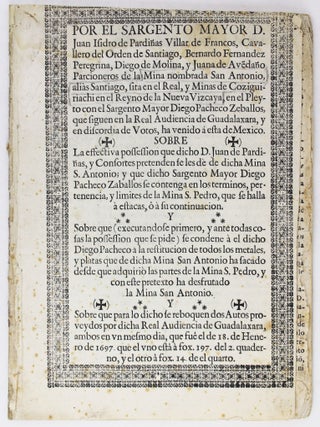 Item #3821 Por el Sargento Mayor D. Juan Isidro de Pardiñas Villar de Francos, Cavallero del...