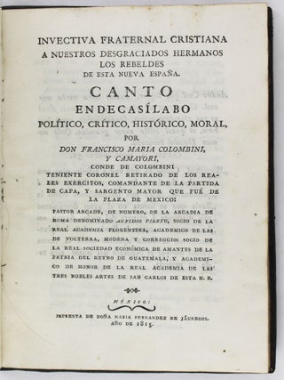 Item #3824 Invectiva Fraternal Cristiana a Nuestros Desgraciados Hermanos los Rebeldes de Esta...