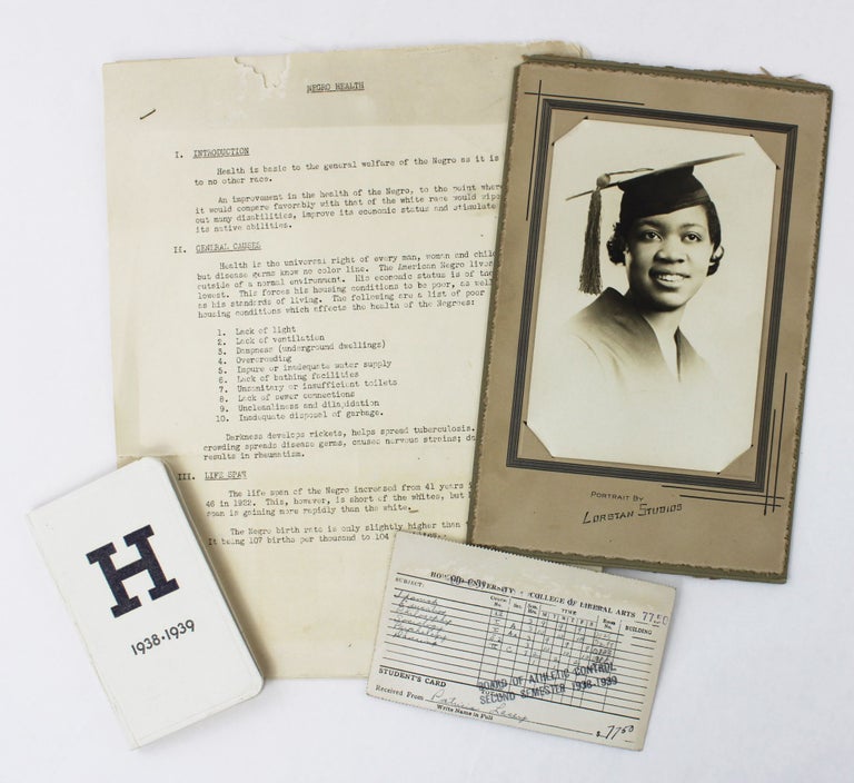 Item #3831 [Small Archive of Items Belonging to a Female Student at Howard University During the Late 1930s]. African Americana, Patricia Lacey, Women.