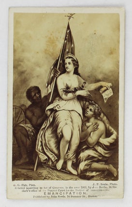 Item #3832 [Allegorical Carte de Visite of Lady Liberty Freeing a Pair of Slaves After the...