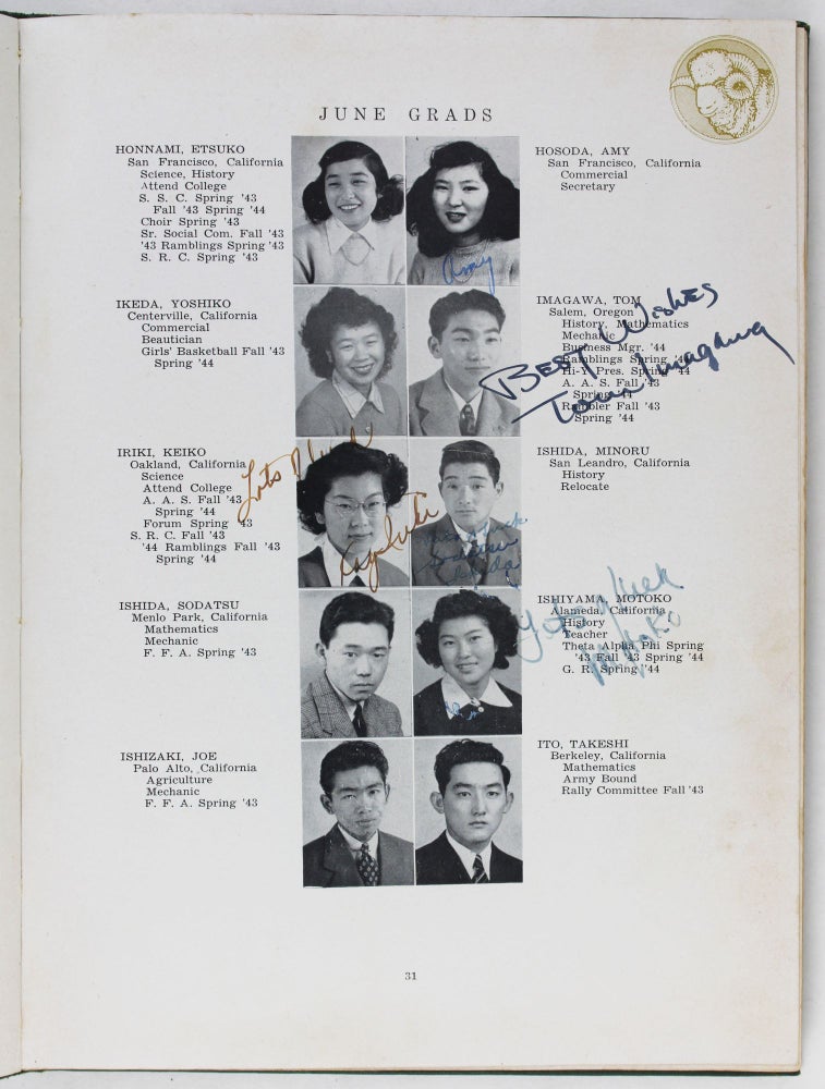 Item #3840 '44 Ramblings September, 1943 -- June, 1944. Japanese Internment, Joan Namiye Ihara, Kimiye Ihara.