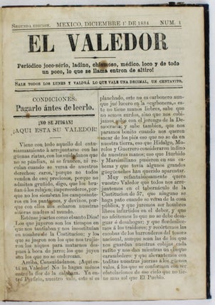Item #3893 El Valedor. Mexico, Periodicals