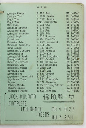 Spokane Japanese Telephone Directory [cover title]