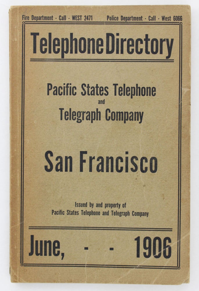 Item #3972 San Francisco Telephone Directory. California, Directories.