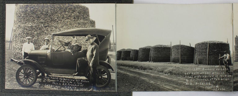 Item #3973 [Folding Panoramic Paneled Photo of a Corn Farm and Feed Lot Owned by B.F. Trosper of Cambridge, Nebraska]. Nebraska, Western Photographica.