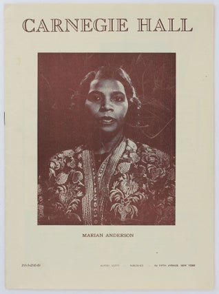 Item #4045 Carnegie Hall Marian Anderson [cover title]. African Americana, Marian Anderson