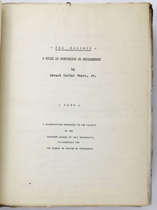 The Eskimos: A Study in Adaptation to Environment...A Dissertation Presented to the Faculty of the Graduate School of Yale University, in Candidacy for the Degree of Doctor of Philosophy