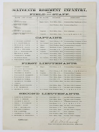 Roster of Officers of the Sixteenth Infantry, United States Army. Headquarters, Fort Riley, Kansas