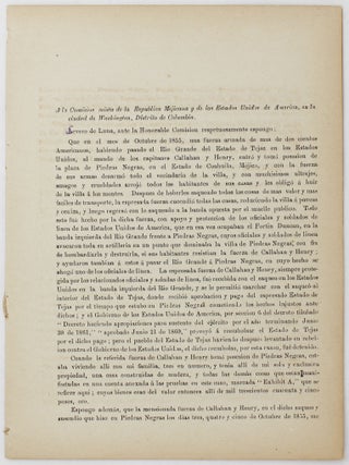 Item #4217 A la Comision Mista de la Republica Mejicana y de los Estados Unidos de America, en la...