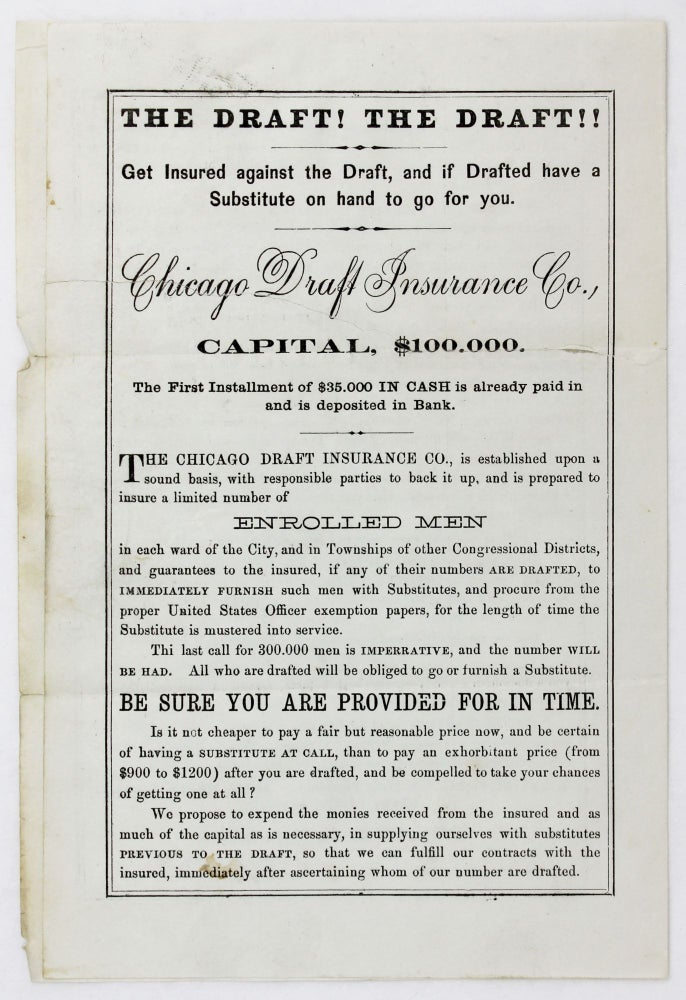 Item #4283 The Draft! The Draft!! Get Insured Against the Draft, and If Drafted Have a Substitute on Hand to Go for You [caption title]. Civil War.