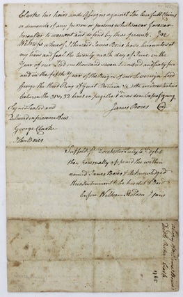 [Manuscript Document Establishing the Paper Mill of James Boies of Milton, Massachusetts]
