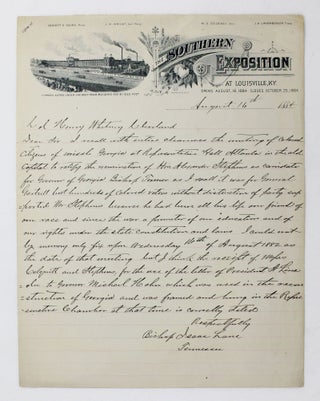 Item #4451 [Autograph Letter, Signed, from Bishop Isaac Lane to Col. Henry Whitney Cleveland,...