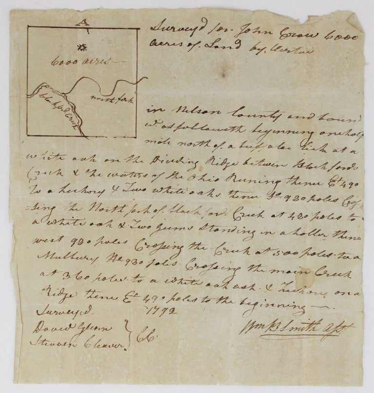 Item #4455 [Manuscript Survey Document for 6,000 Acres of Land in 18th-Century Kentucky]. Kentucky, John Crow.