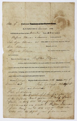 Item #4458 Alabama Territory of the United States. By the Orphan's Court of Lawrence...