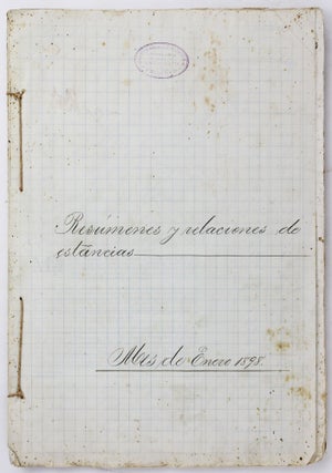 Item #4503 Resumenes y Relaciones de Estancias...Mes de Enero 1898 [manuscript cover title]....
