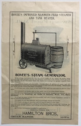 Item #460 Bovee's Improved Mammoth Feed Steamer and Tank Heater / The Hamilton Sweep Feed Mills...