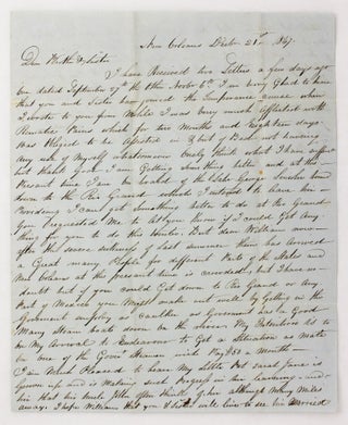 Item #4621 [Manuscript Letter Written from New Orleans to Family Back Home in Indiana, Discussing...