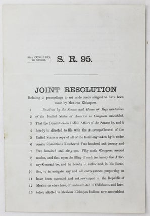 Item #4644 59th Congress, 2d Session. S.R. 95. Joint Resolution Relating to Proceeding to Set...