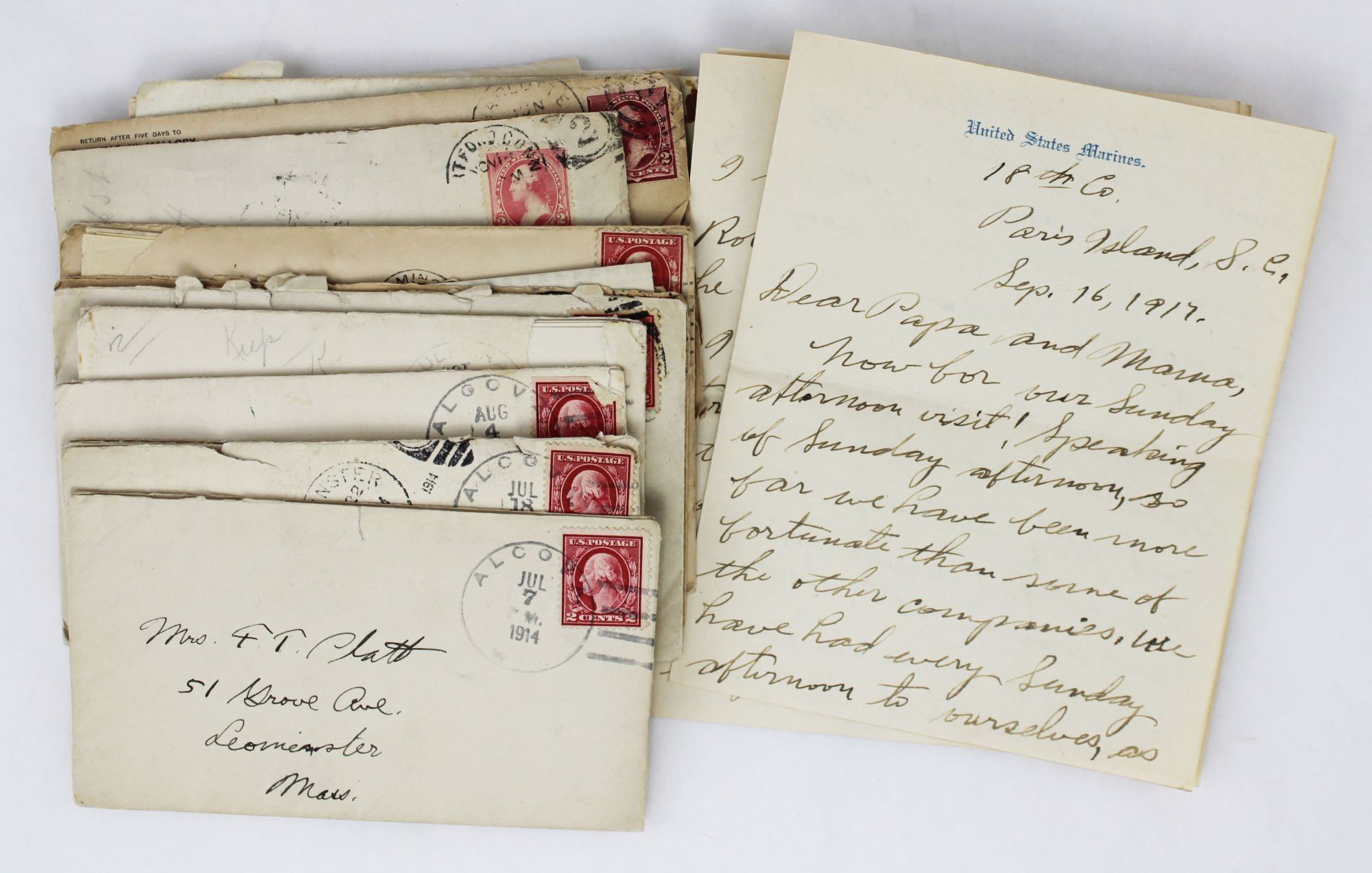 Early Man Lettering Collection of Eight Manuscript Letters from a Young Man Working in ...