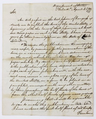 Item #4810 [Autograph Letter, Signed, from Secretary of State Timothy Pickering, to Noted...