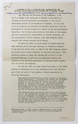 Item #4966 Statement of Dr. W. Montague Cobb, Representing the National Association for the...