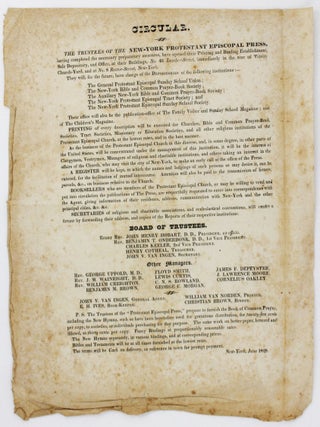 Item #5234 Circular. The Trustees of the New-York Protestant Episcopal Press, Having Completed...