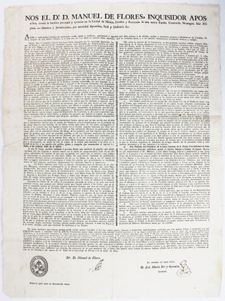 Item #5342 Nos el Dr. D. Manuel de Flores, Inquisidor Apostólico, Contra la Herética y...