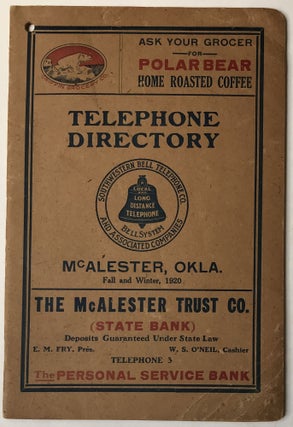 Item #864 Telephone Directory McAlester, Okla. Fall and Winter, 1920. Oklahoma