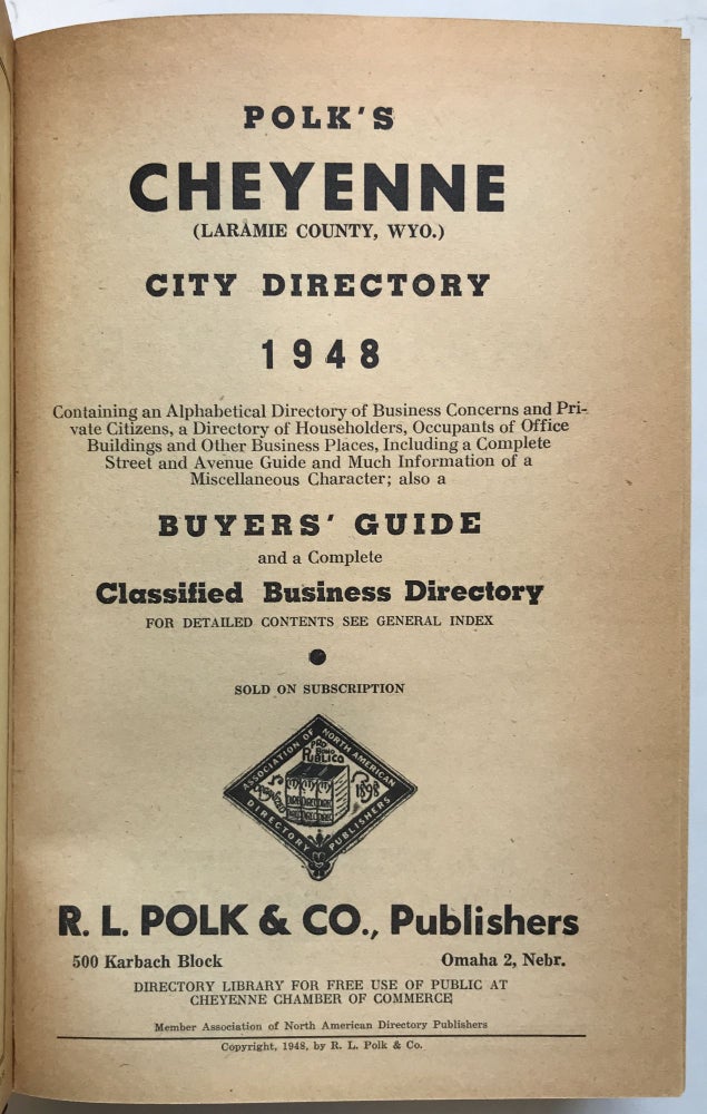 Item #906 Polk's Cheyenne (Laramie County, Wyo.) City Directory 1948. Wyoming.