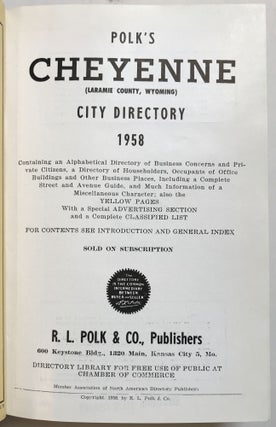 Item #908 Polk's Cheyenne (Laramie County, Wyoming) City Directory 1958. Wyoming