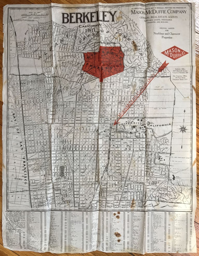 Item #914 An Absolutely Accurate Map of Berkeley, Prepared and Presented by Mason-McDuffie Company General Real Estate Agents. California.